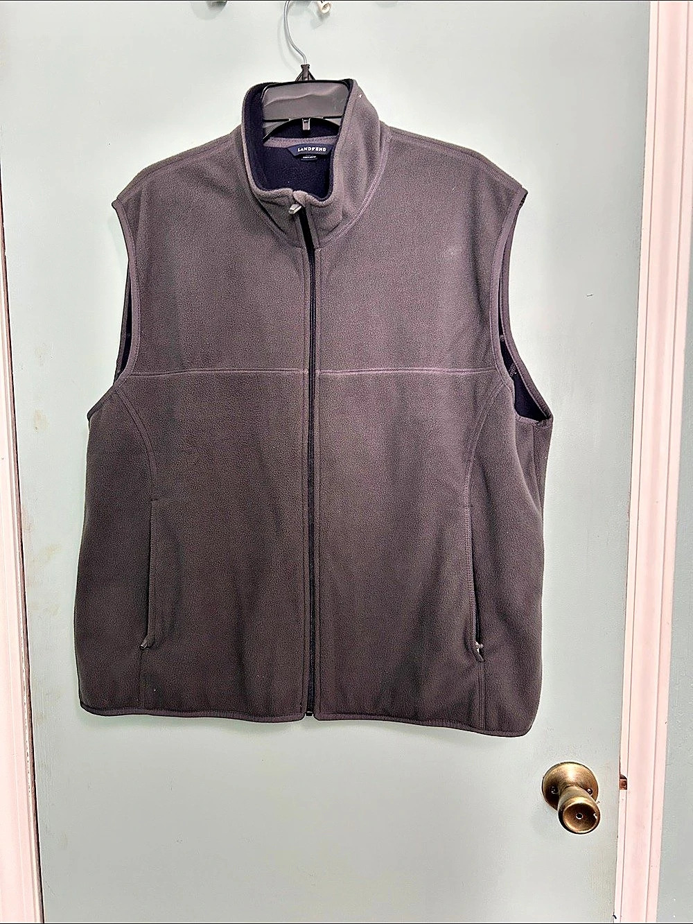 Lands' End Thermacheck 100 Fleece Vest Gray XL